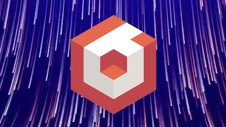 Babylon.js logo over a purple motion background